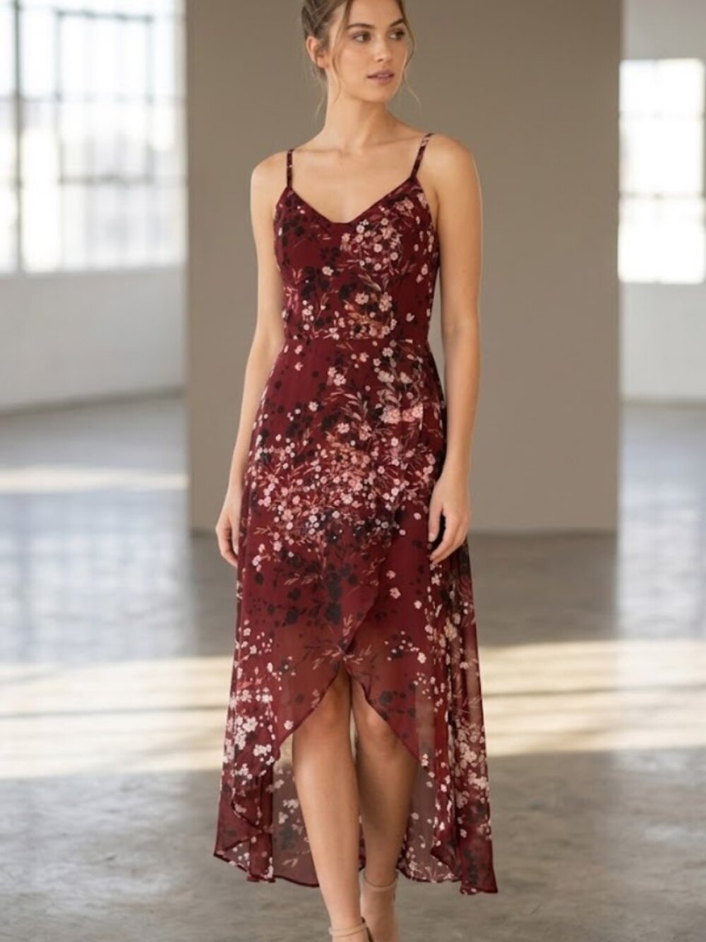 Lily Rose Size XS Corset Sheer Flowy Summer Dress Spaghetti Strap Floral Guest
